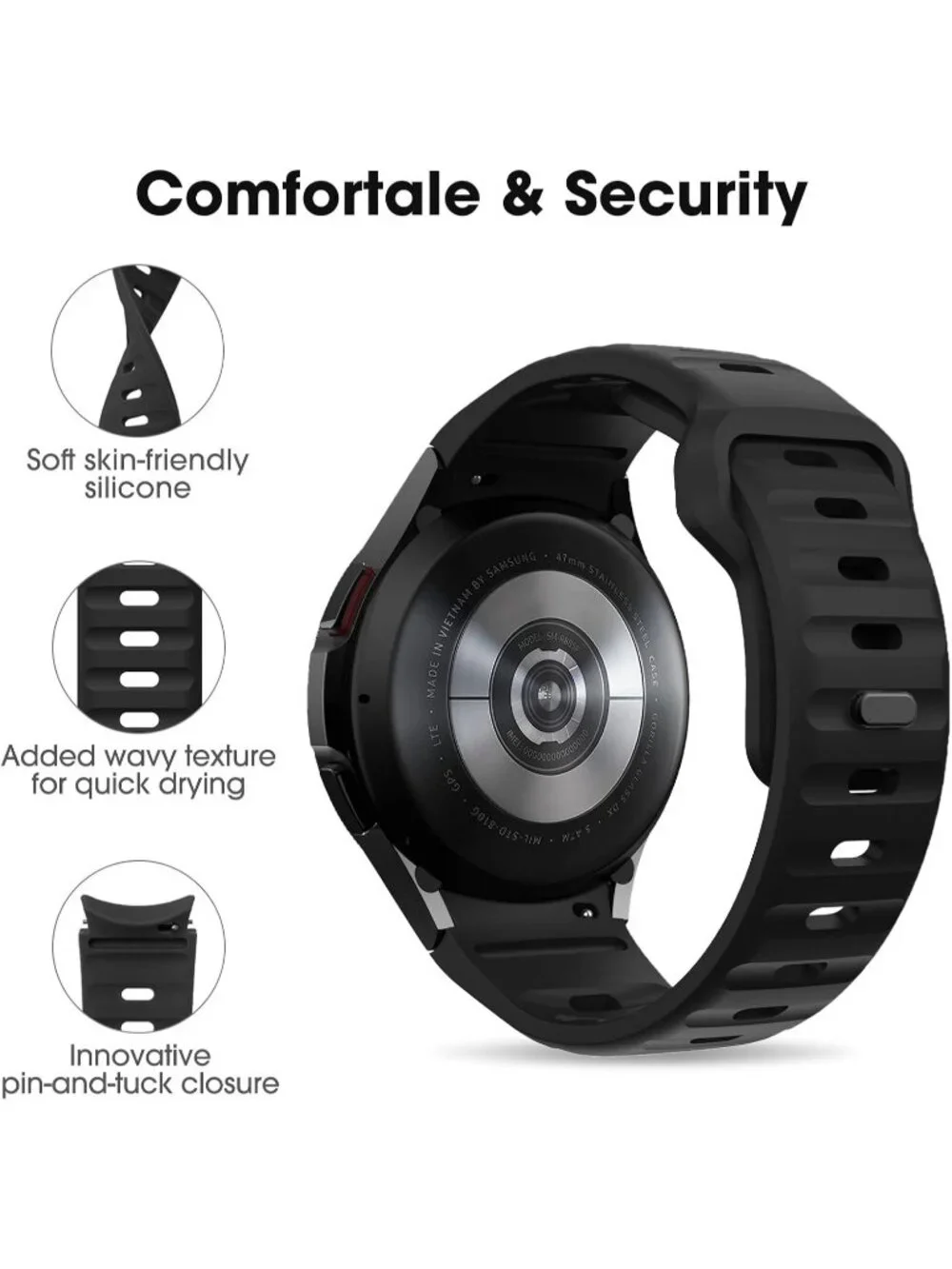 Men's Grey Analog Sport Strap Silicone Replacement Samsung Galaxy Classic Watch